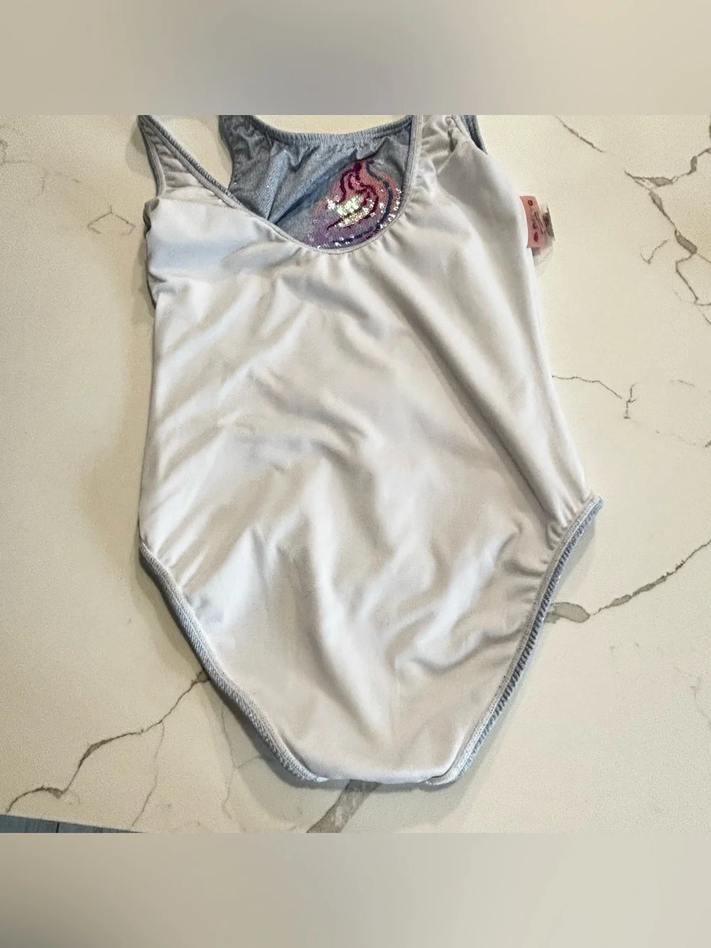 Pilyq Light Blue Girls One-Piece Swimsuit with Rainbow Sequin Ice Cream Cone 10